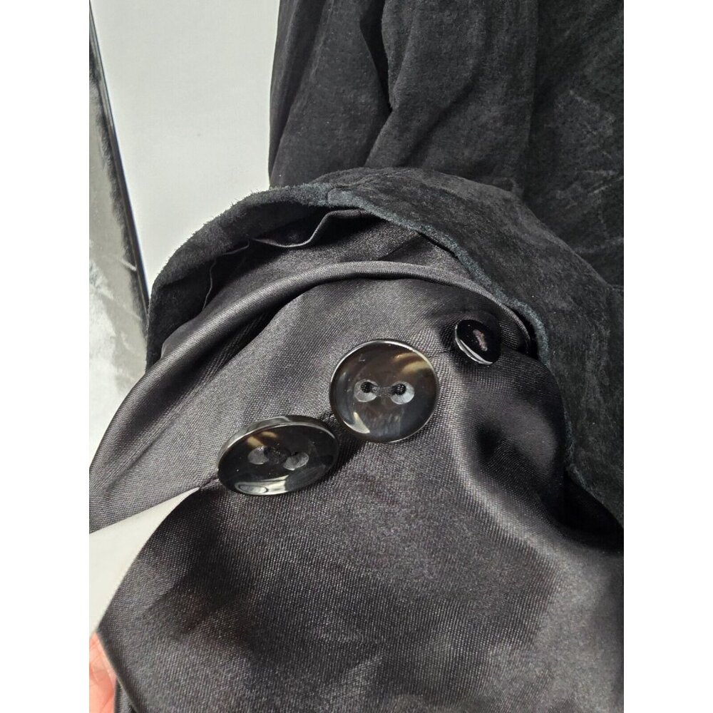 Dennis Basso Size 1X Womens Black Genuine Leather Suede Jacket Button Up - Picture 5 of 6